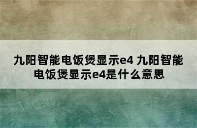 九阳智能电饭煲显示e4 九阳智能电饭煲显示e4是什么意思